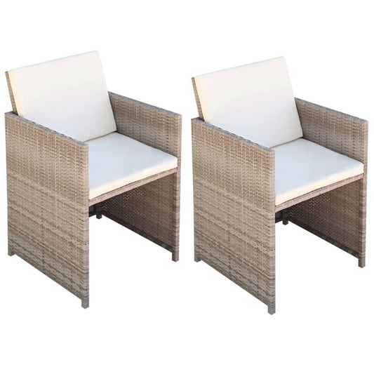 Sedie Da Giardino 2 Pz Con Cuscini In Polyrattan Beige