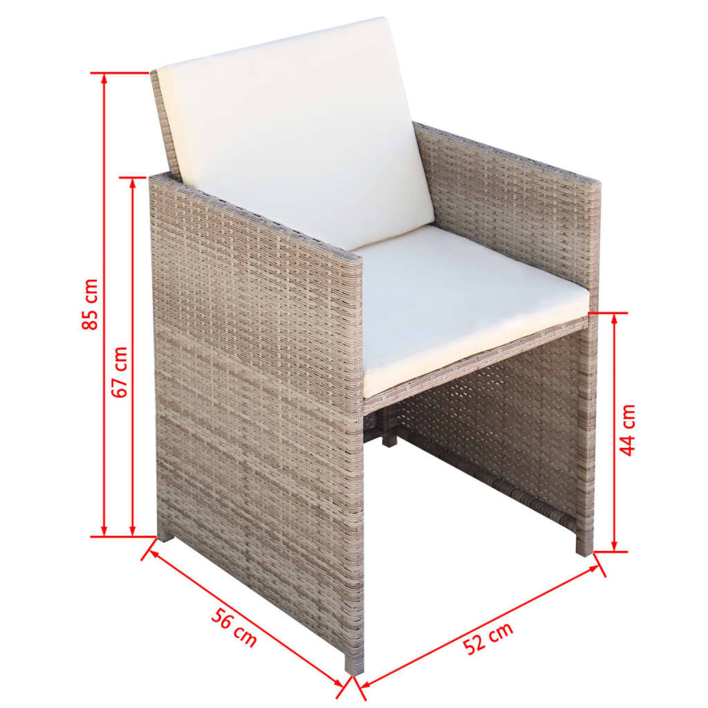 Sedie Da Giardino 2 Pz Con Cuscini In Polyrattan Beige