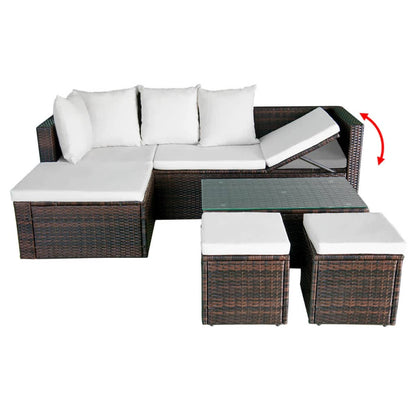 Set Divani Da Giardino 4 Pz Con Cuscini In Polyrattan Marrone