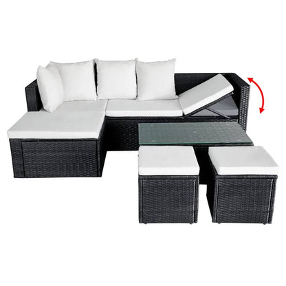 Set Divani Da Giardino 4 Pz Con Cuscini In Polyrattan Nero