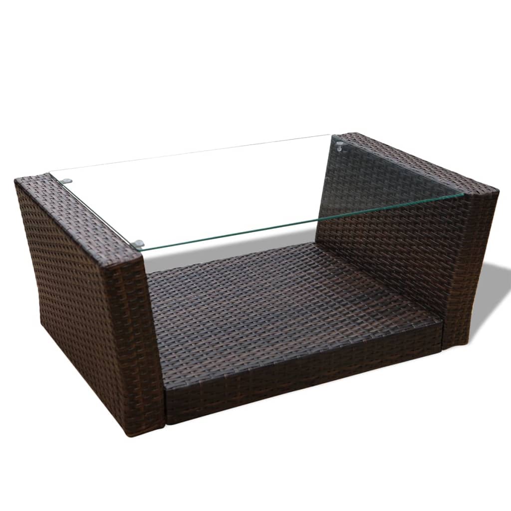 Set Divani Da Giardino 4 Pz Con Cuscini In Polyrattan Marrone