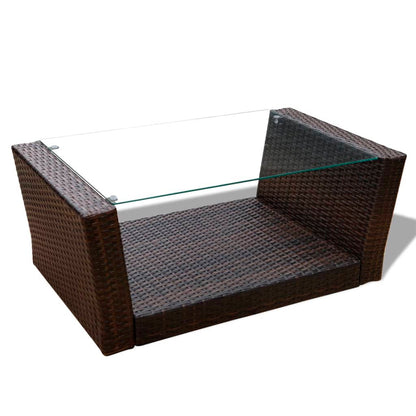 Set Divani Da Giardino 4 Pz Con Cuscini In Polyrattan Marrone