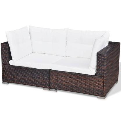 Set Divani Da Giardino 5 Pz Con Cuscini In Polyrattan Marrone