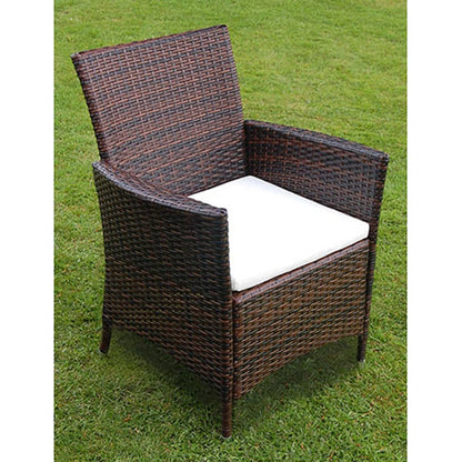 Set Da Pranzo Da Giardino 5 Pz Con Cuscini Polyrattan Marrone