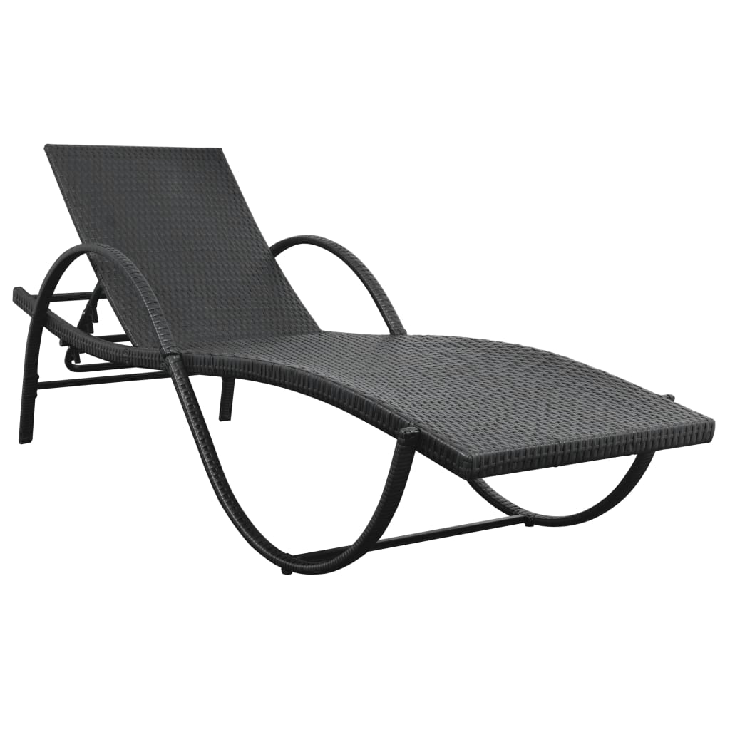 Lettini Prendisole 2 Pz Con Tavolo In Polyrattan Nero