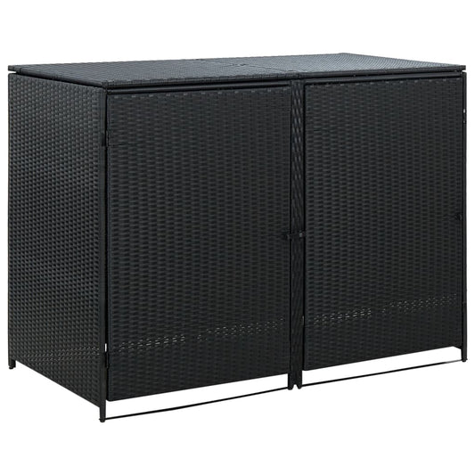 Copribidone Doppio Per Spazzatura Polyrattan Nero 148x80x111 cm