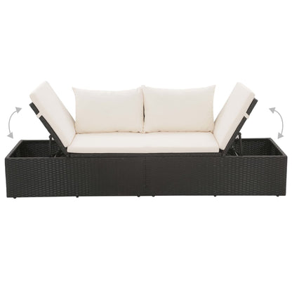 Lettino Da Giardino Nero 195x60 Cm In Polyrattan