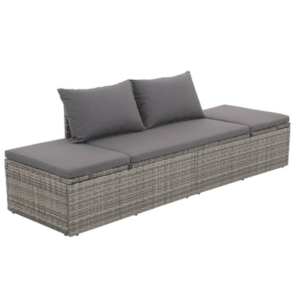 Lettino Da Giardino Grigio 195x60 Cm In Polyrattan