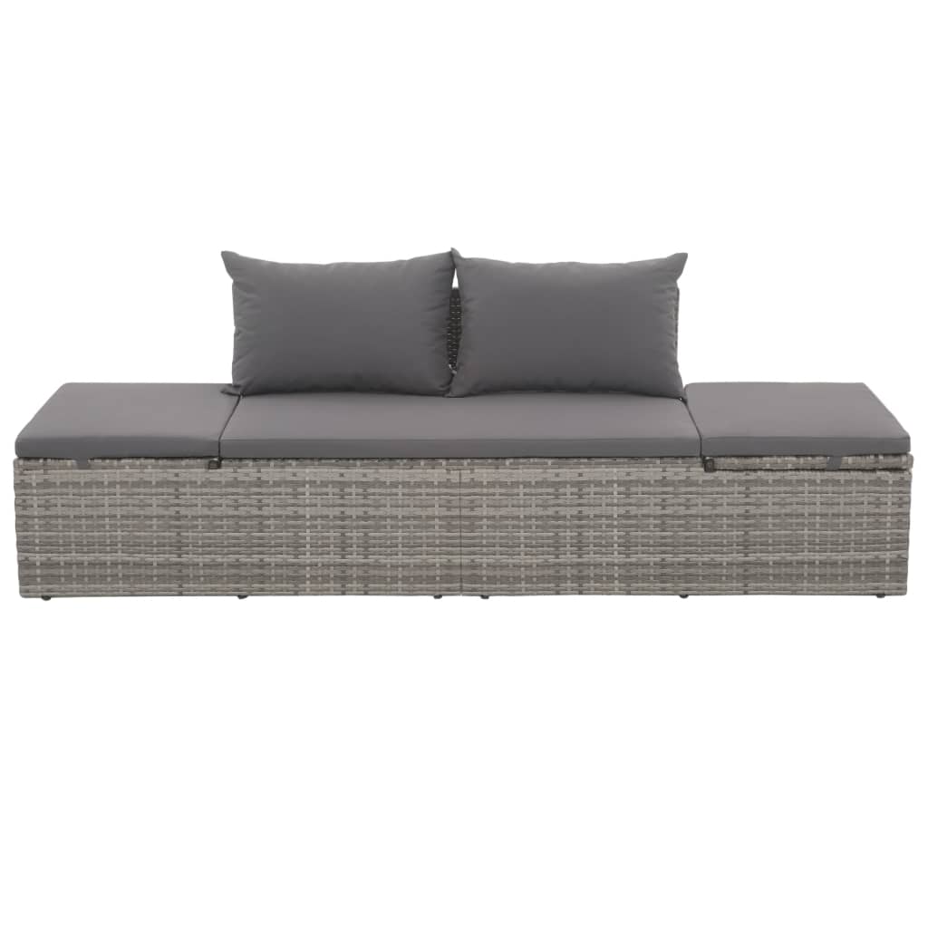 Lettino Da Giardino Grigio 195x60 Cm In Polyrattan