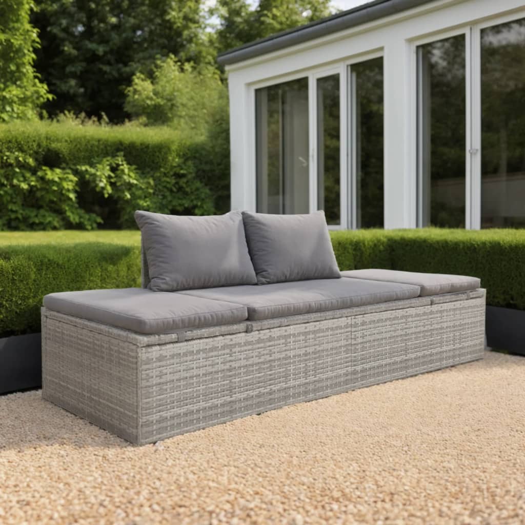 Lettino Da Giardino Grigio 195x60 Cm In Polyrattan