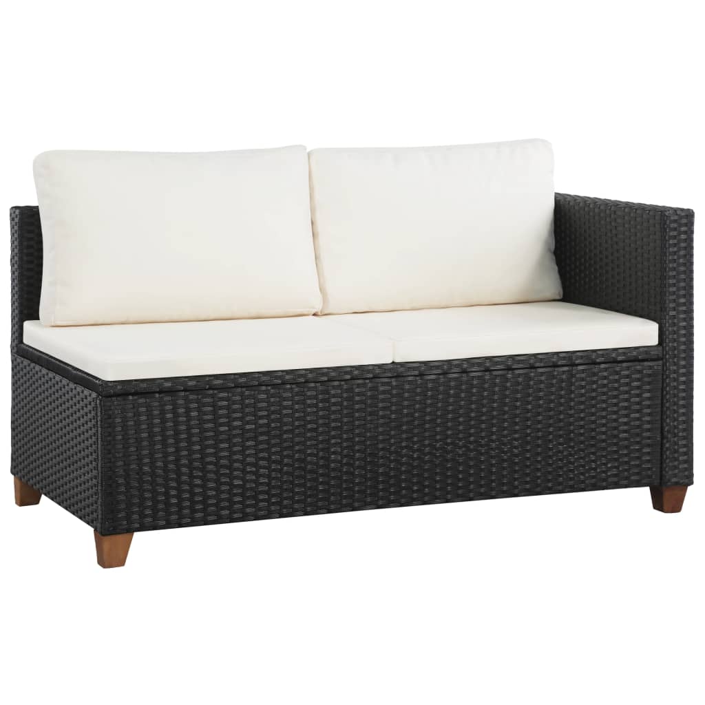 Set Divani Da Giardino 4 Pz Con Cuscini In Polyrattan Nero