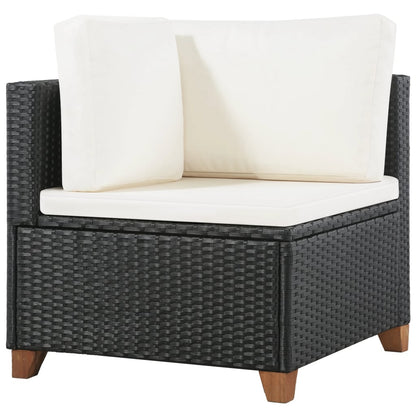 Set Divani Da Giardino 4 Pz Con Cuscini In Polyrattan Nero