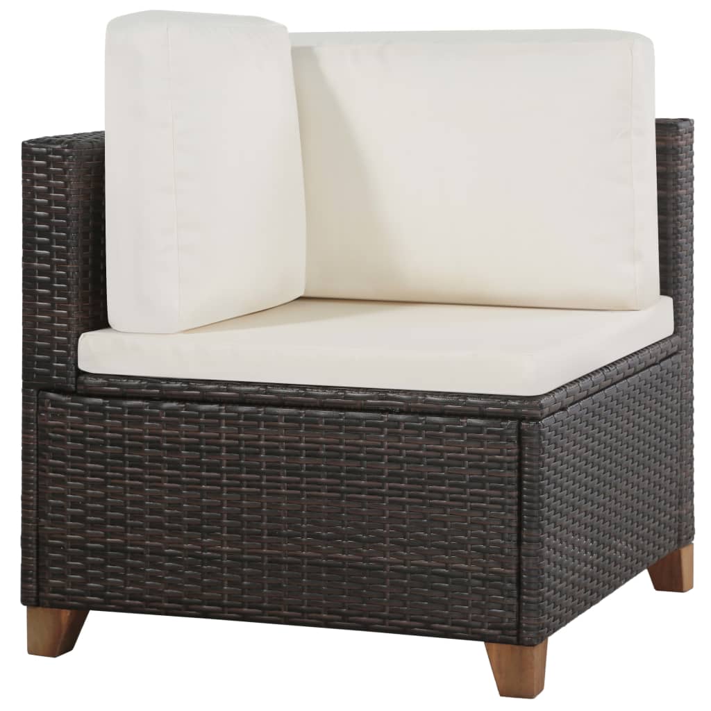 Set Divani Da Giardino 4 Pz Con Cuscini In Polyrattan Marrone