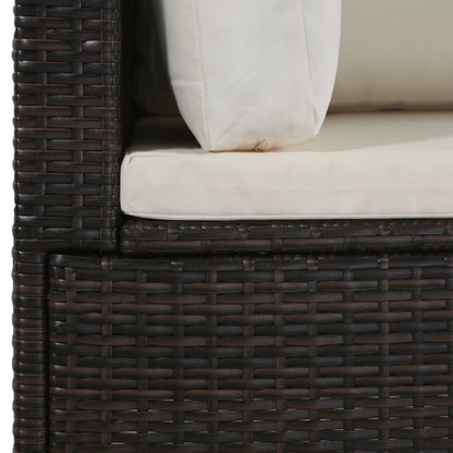 Set Divani Da Giardino 4 Pz Con Cuscini In Polyrattan Marrone