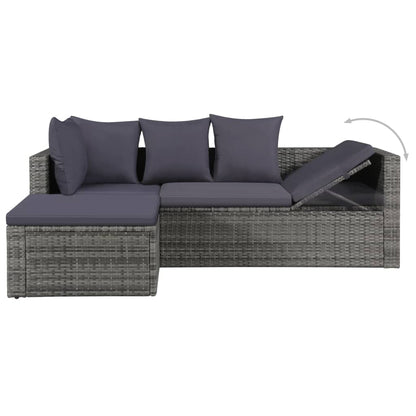 Set Divani Da Giardino 4 Pz Con Cuscini In Polyrattan Grigio