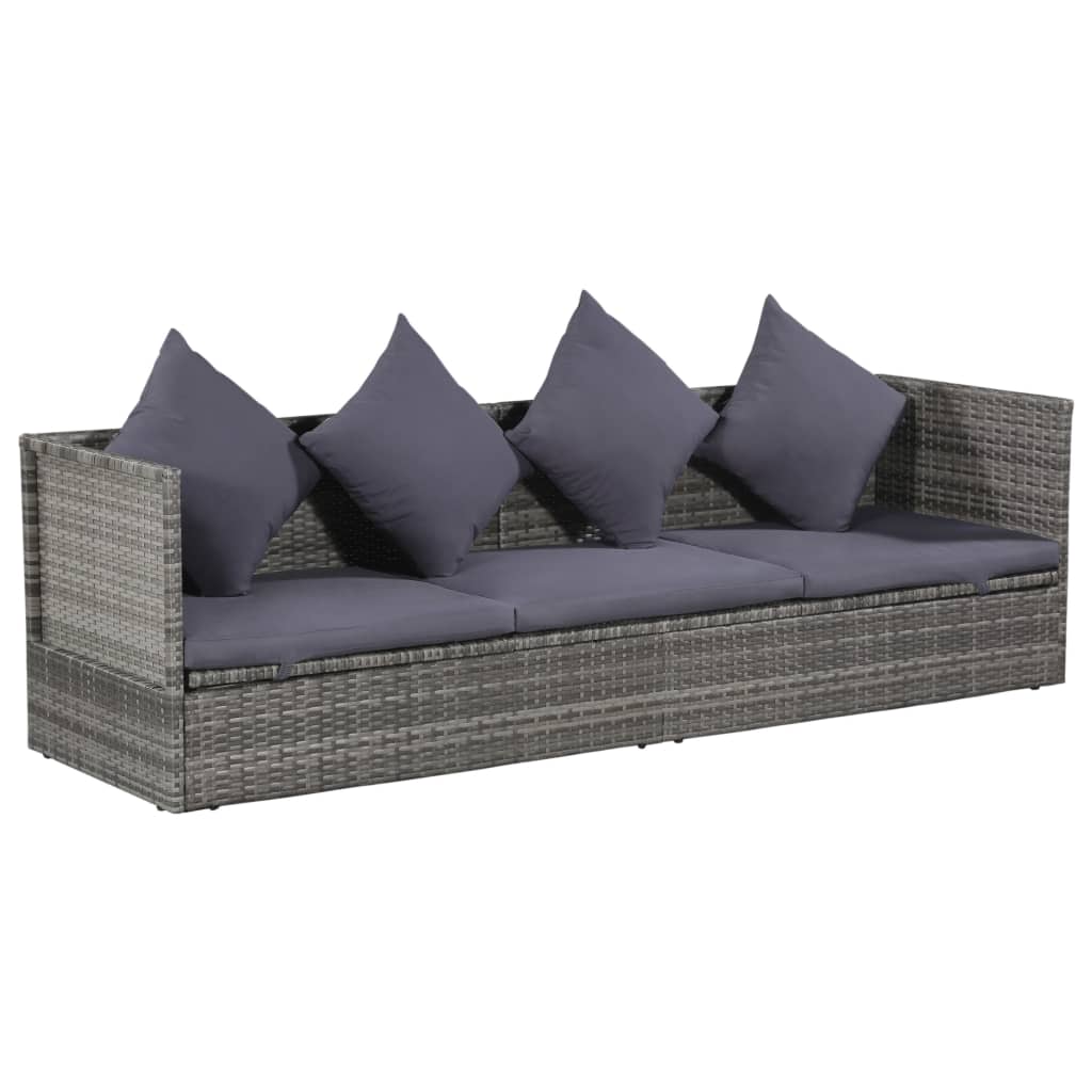 Lettino Da Giardino Grigio 200x60 Cm In Polyrattan