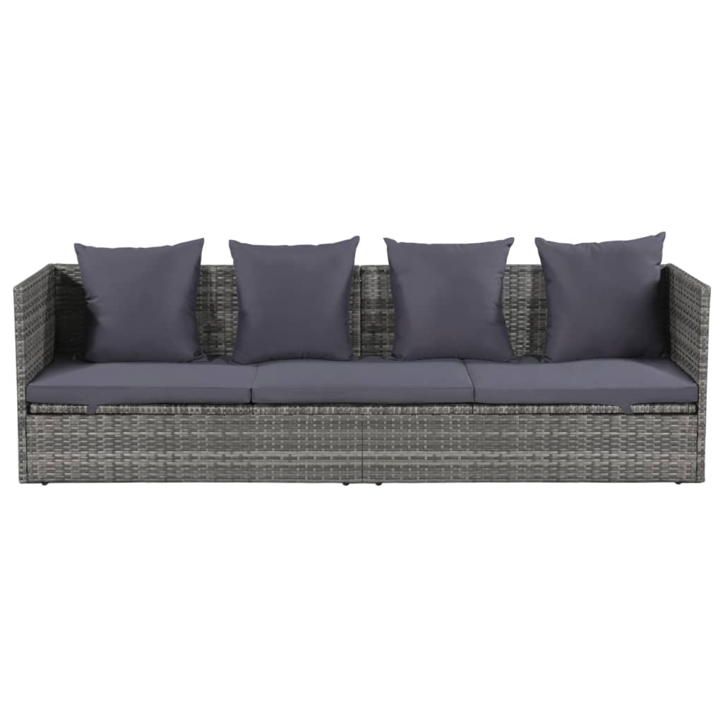 Lettino Da Giardino Grigio 200x60 Cm In Polyrattan