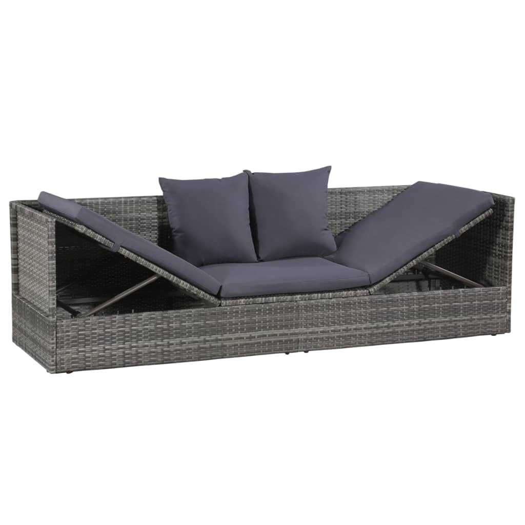 Lettino Da Giardino Grigio 200x60 Cm In Polyrattan