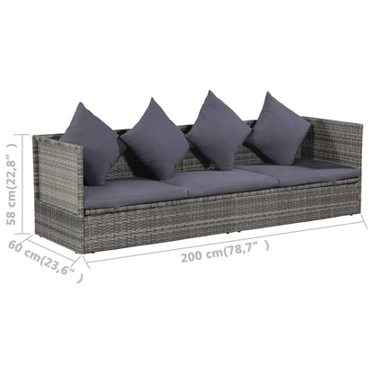 Lettino Da Giardino Grigio 200x60 Cm In Polyrattan