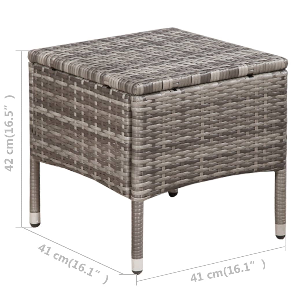 Set Da Bistrot 3 Pz In Polyrattan Grigio