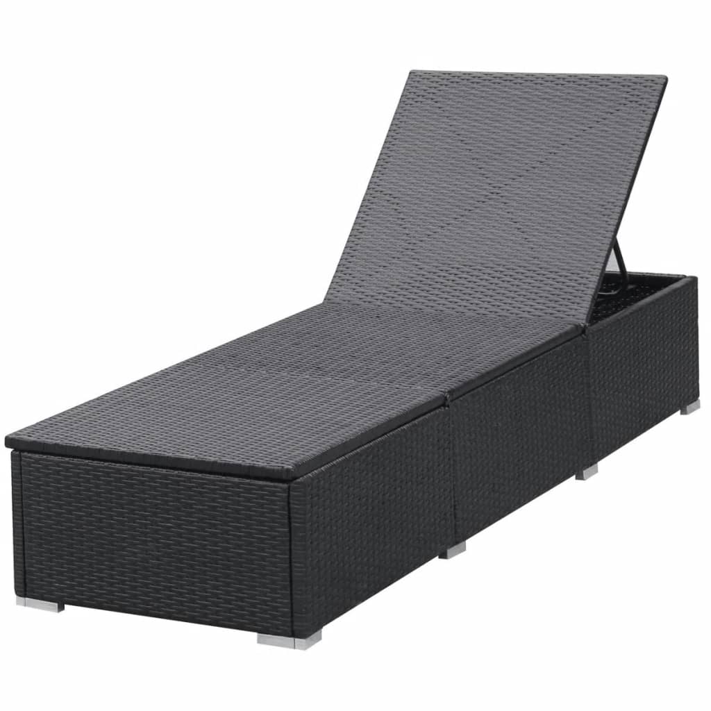 Lettini Prendisole Con Cuscini 2 Pz In Polyrattan Nero