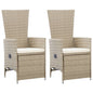 Sedie Da Giardino Reclinabili 2 Pz Con Cuscini Polyrattan Beige