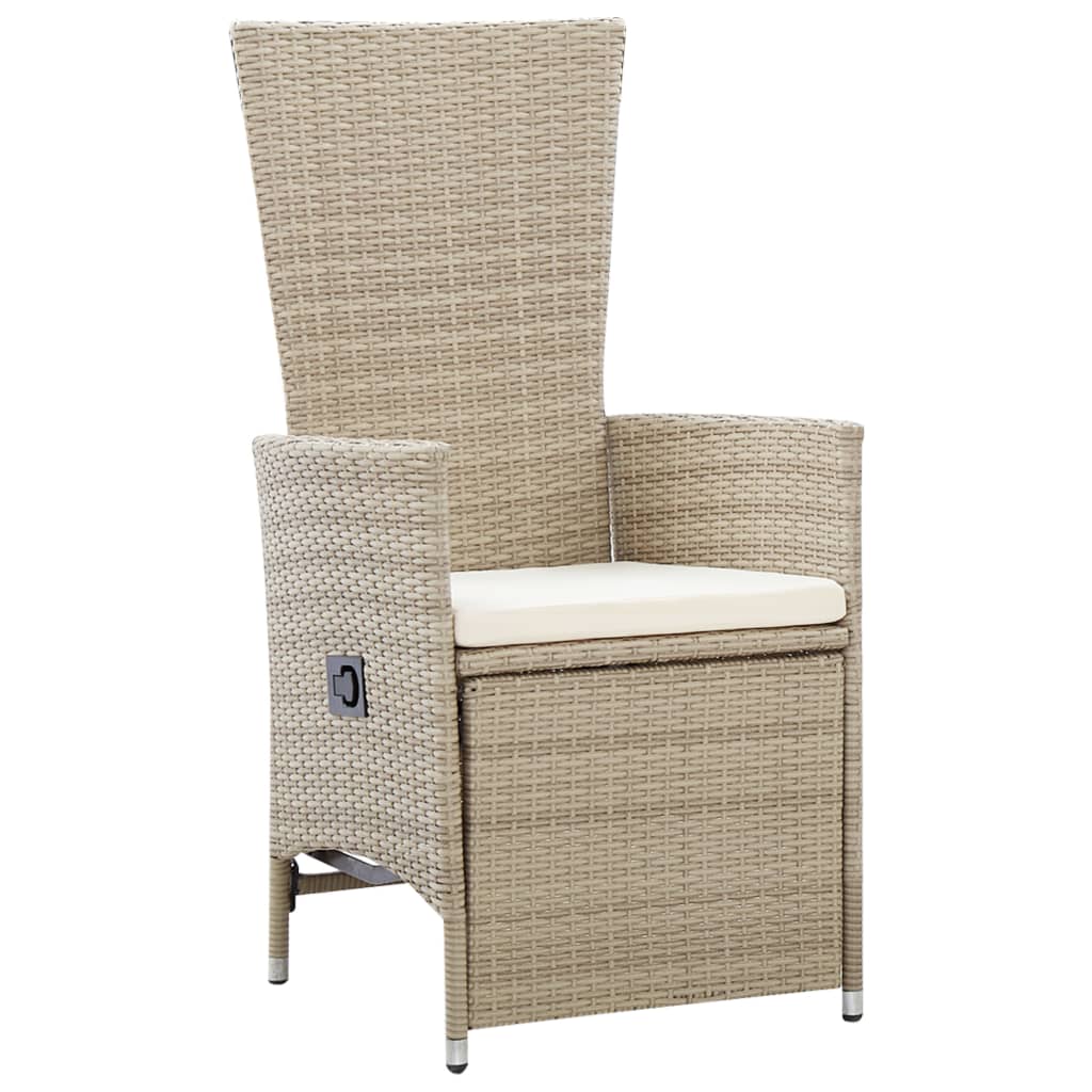 Sedie Da Giardino Reclinabili 2 Pz Con Cuscini Polyrattan Beige