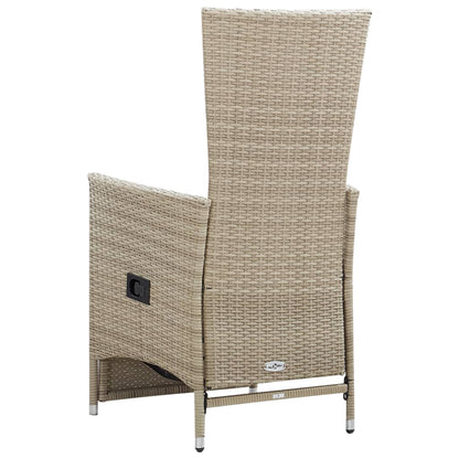 Sedie Da Giardino Reclinabili 2 Pz Con Cuscini Polyrattan Beige