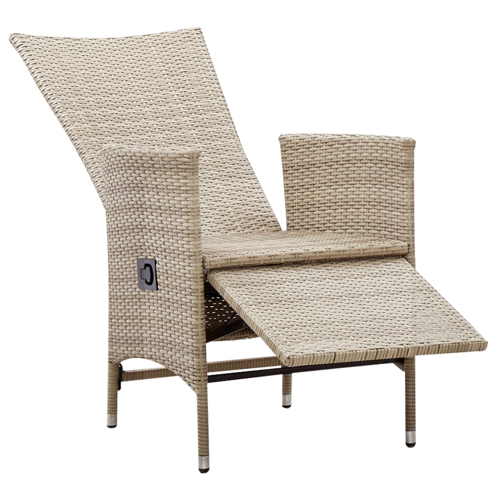 Sedie Da Giardino Reclinabili 2 Pz Con Cuscini Polyrattan Beige