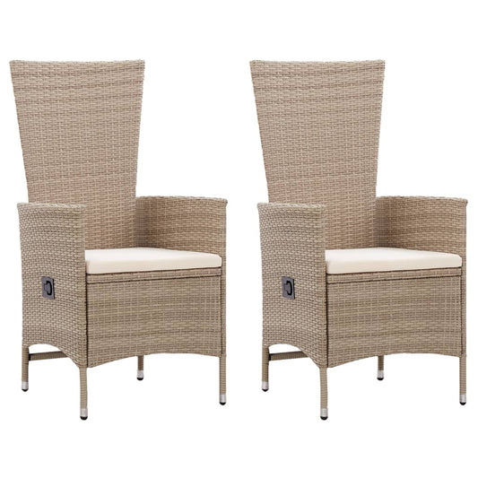 Sedie Da Esterno 2 Pz Con Cuscini In Polyrattan Beige