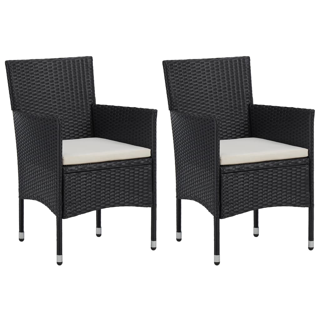 Set Sedie Da Pranzo Per Giardino 2 Pz In Polyrattan Nero