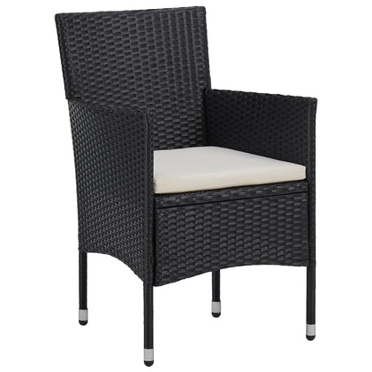 Set Sedie Da Pranzo Per Giardino 2 Pz In Polyrattan Nero