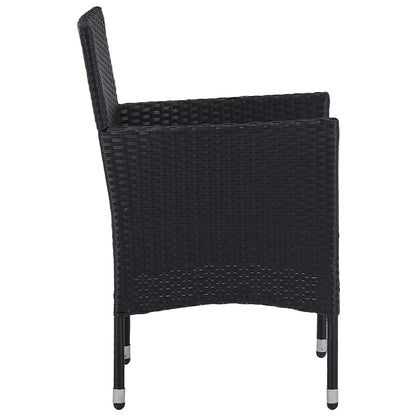 Set Sedie Da Pranzo Per Giardino 2 Pz In Polyrattan Nero