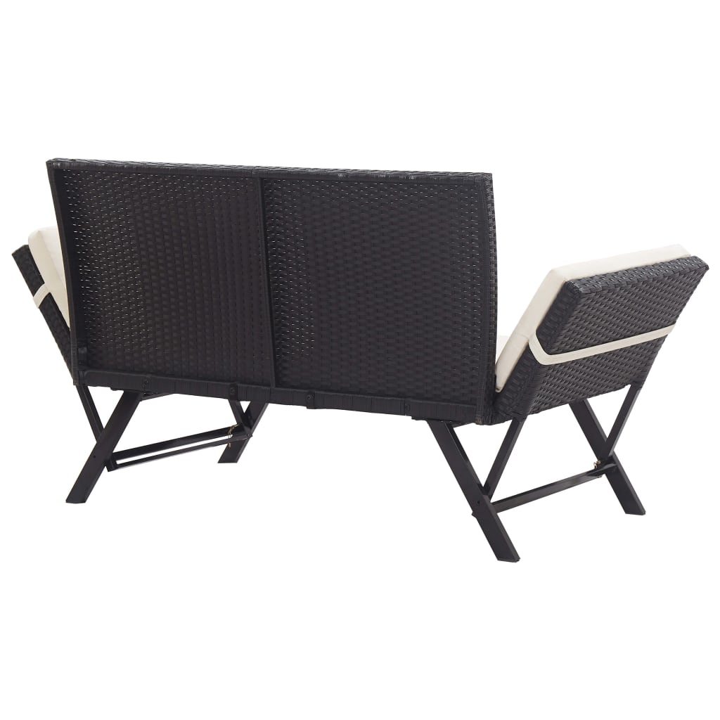 Panchina Da Giardino Con Cuscini 176 Cm Nera In Polyrattan