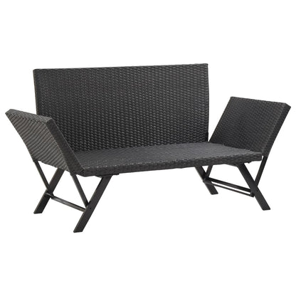 Panchina Da Giardino Con Cuscini 176 Cm Nera In Polyrattan