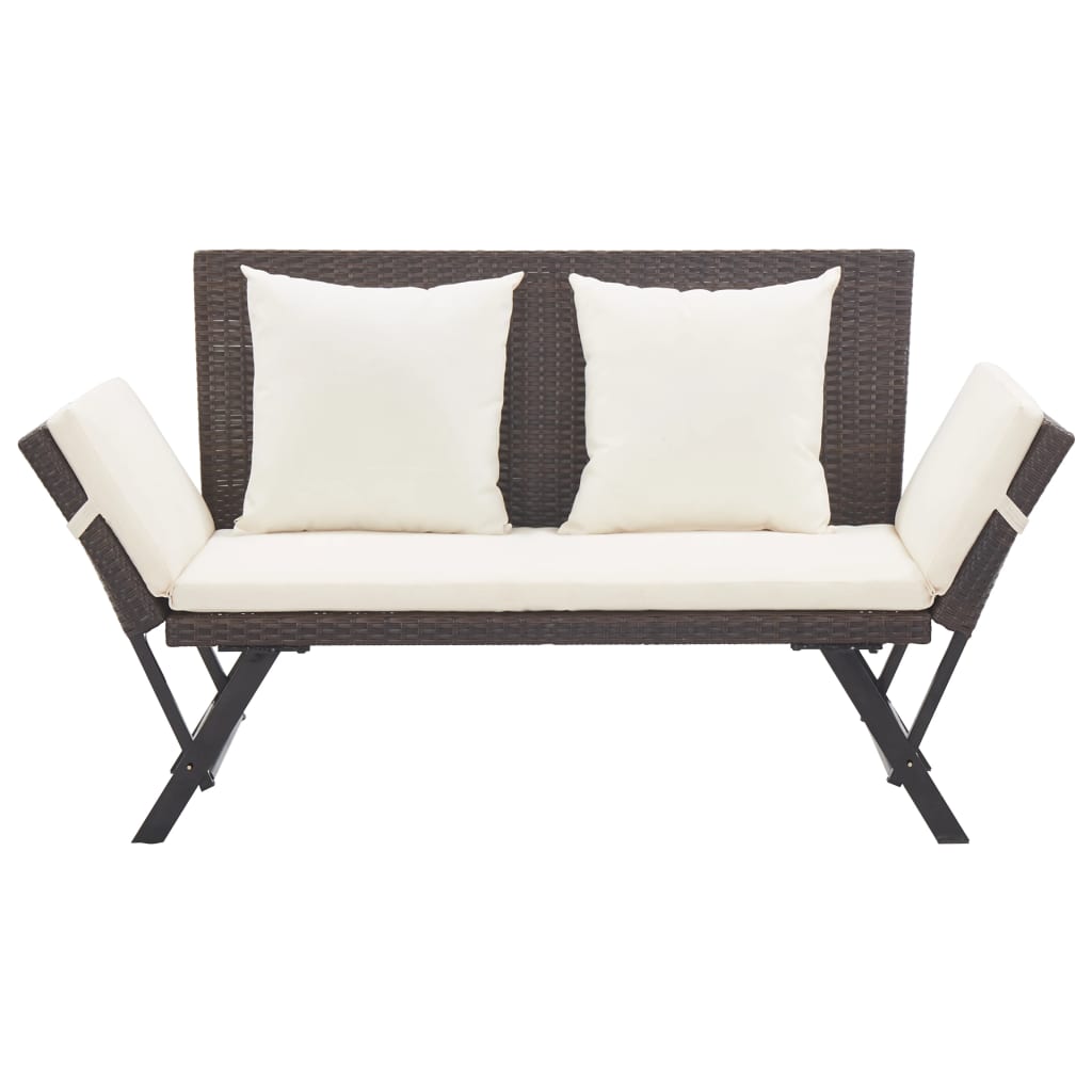 Panchina Da Giardino Con Cuscini 176 Cm Marrone In Polyrattan