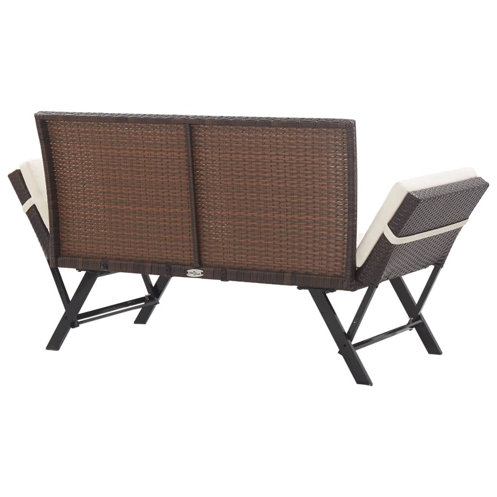 Panchina Da Giardino Con Cuscini 176 Cm Marrone In Polyrattan