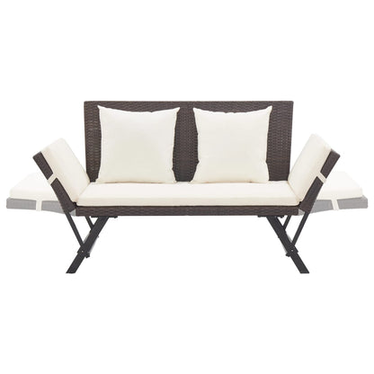 Panchina Da Giardino Con Cuscini 176 Cm Marrone In Polyrattan