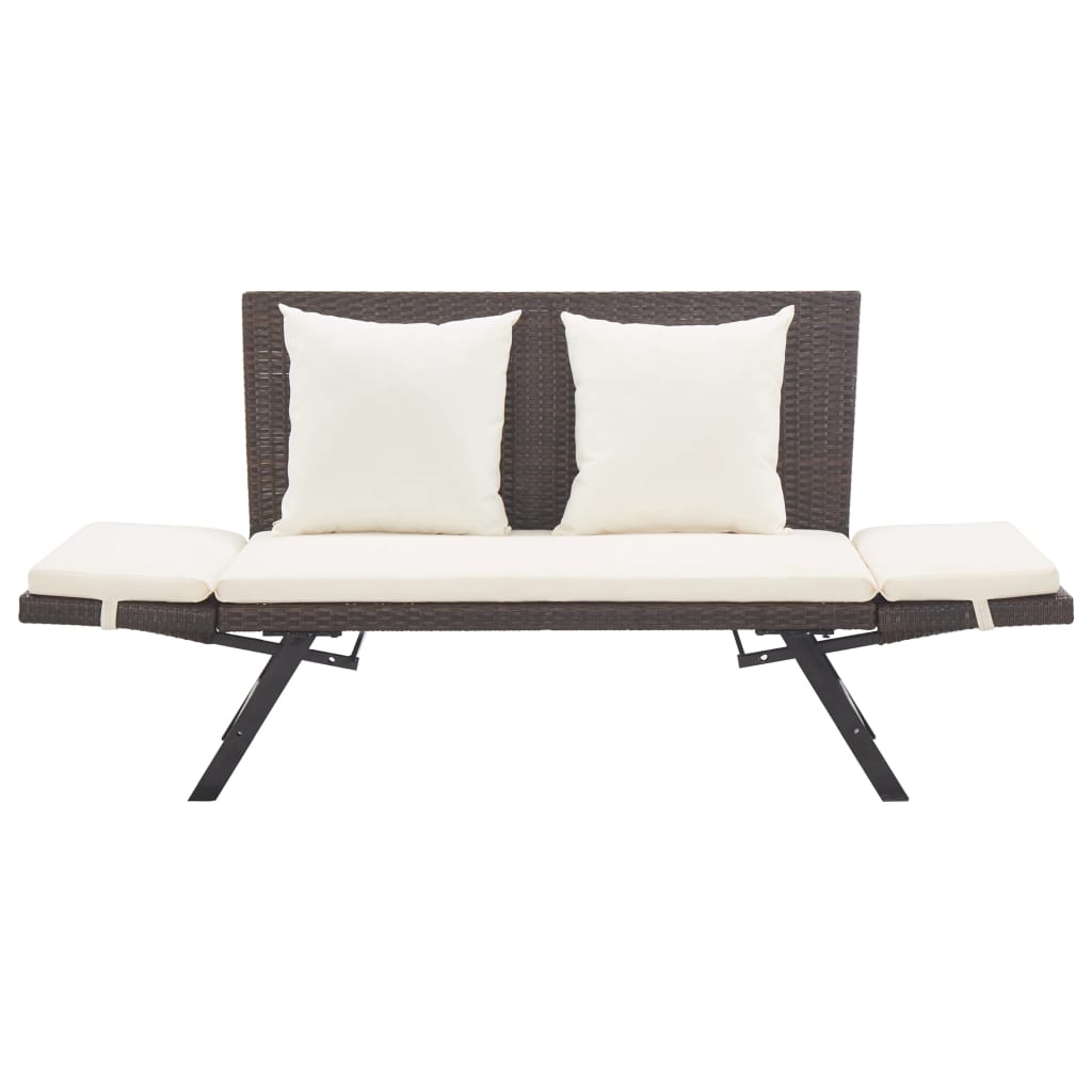 Panchina Da Giardino Con Cuscini 176 Cm Marrone In Polyrattan