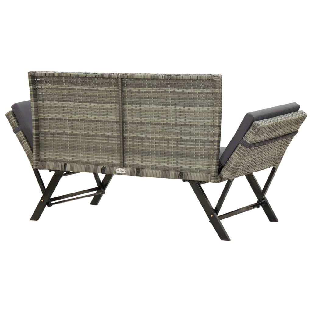 Panchina Da Giardino Con Cuscini 176 Cm In Polyrattan Grigio