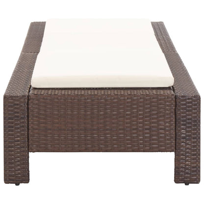 Lettino Prendisole Con Cuscino Marrone In Polyrattan