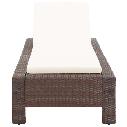 Lettino Prendisole Con Cuscino Marrone In Polyrattan