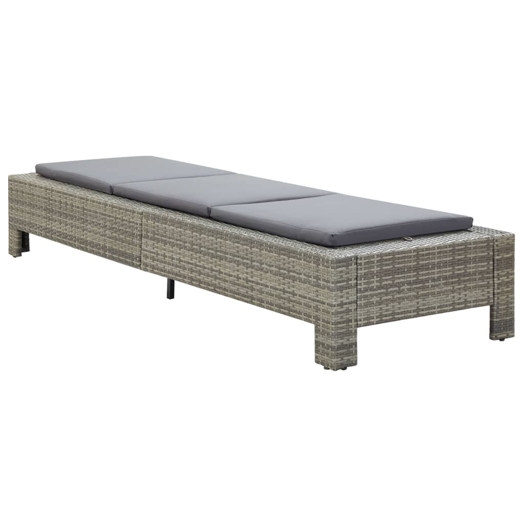 Lettino Prendisole Con Cuscino In Polyrattan Grigio