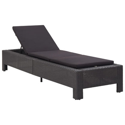 Lettino Prendisole Con Cuscino Nero In Polyrattan