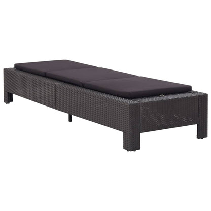 Lettino Prendisole Con Cuscino Nero In Polyrattan