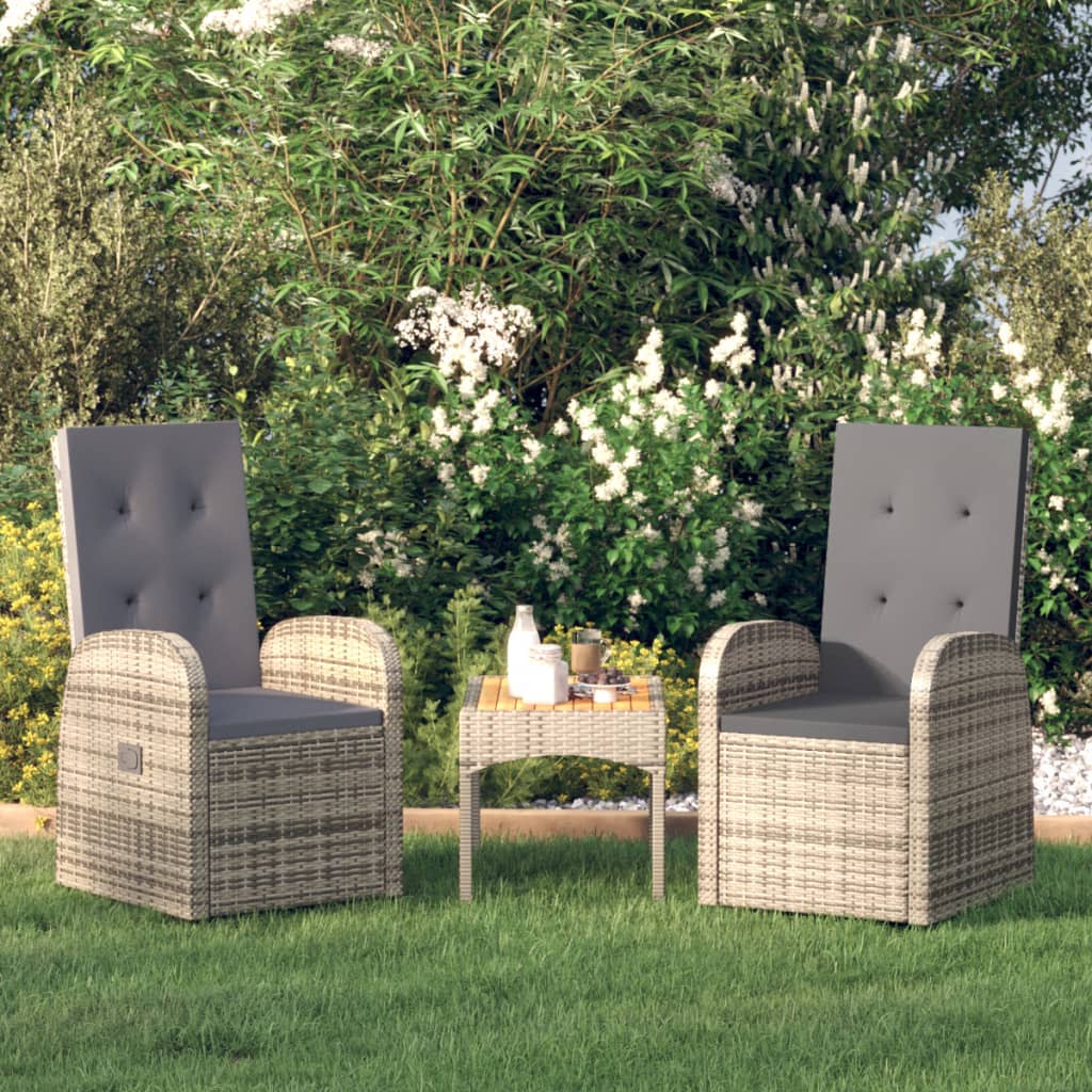 Sedie Da Giardino Reclinabili 2 Pz E Cuscini Polyrattan Grigio