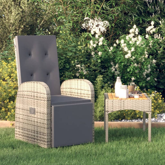 Sedie Da Giardino Reclinabili 2 Pz E Cuscini Polyrattan Grigio