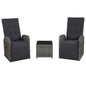 Set Da Bistrot 3 Pz Con Cuscini In Polyrattan Grigio