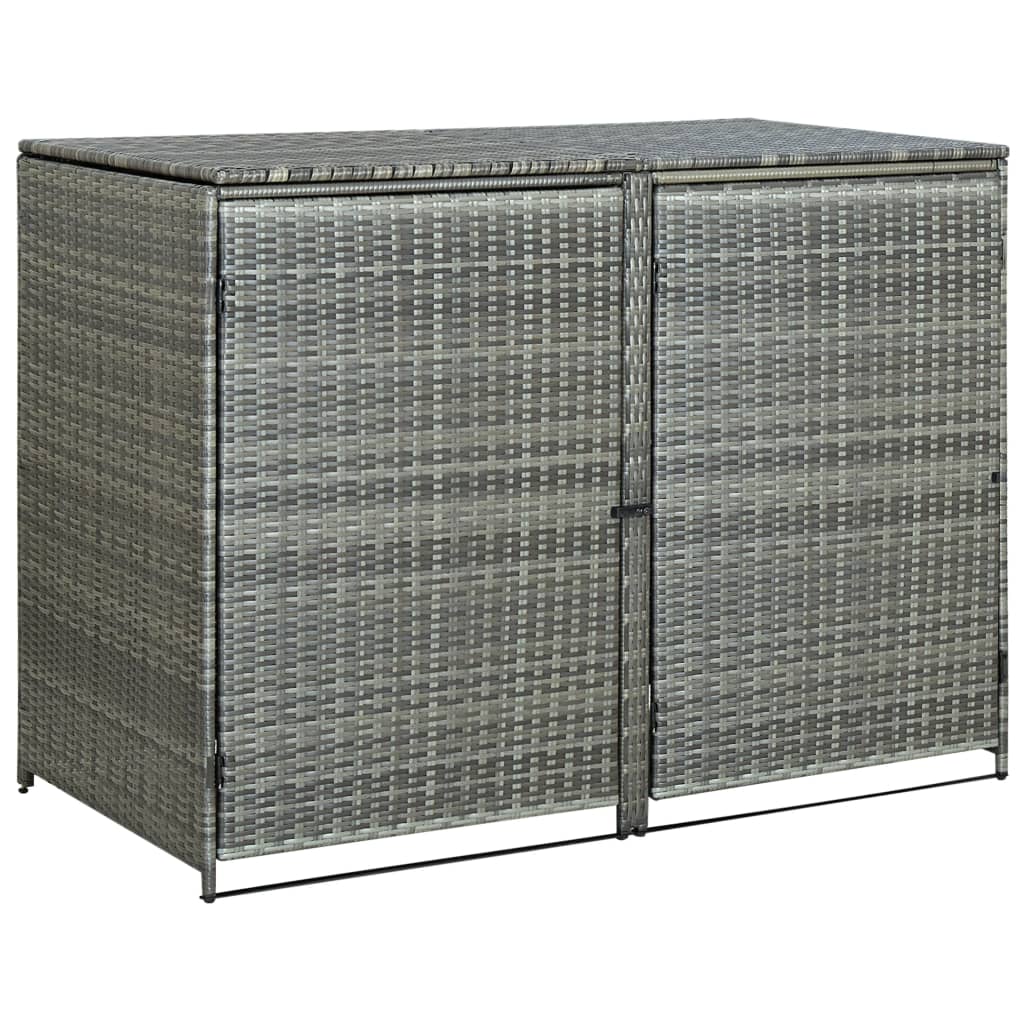 Copribidone Rifiuti Doppio In Polyrattan Antracite 148x77x111cm