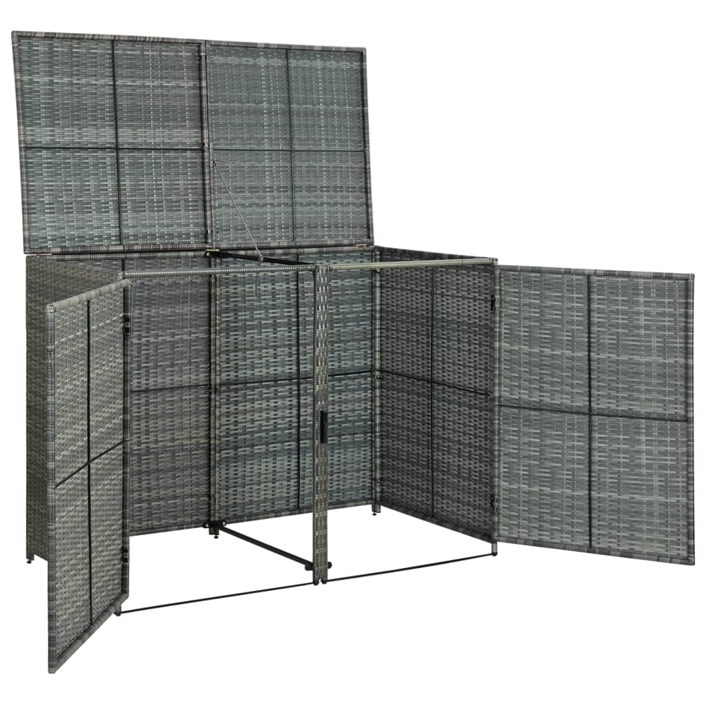 Copribidone Rifiuti Doppio In Polyrattan Antracite 148x77x111cm